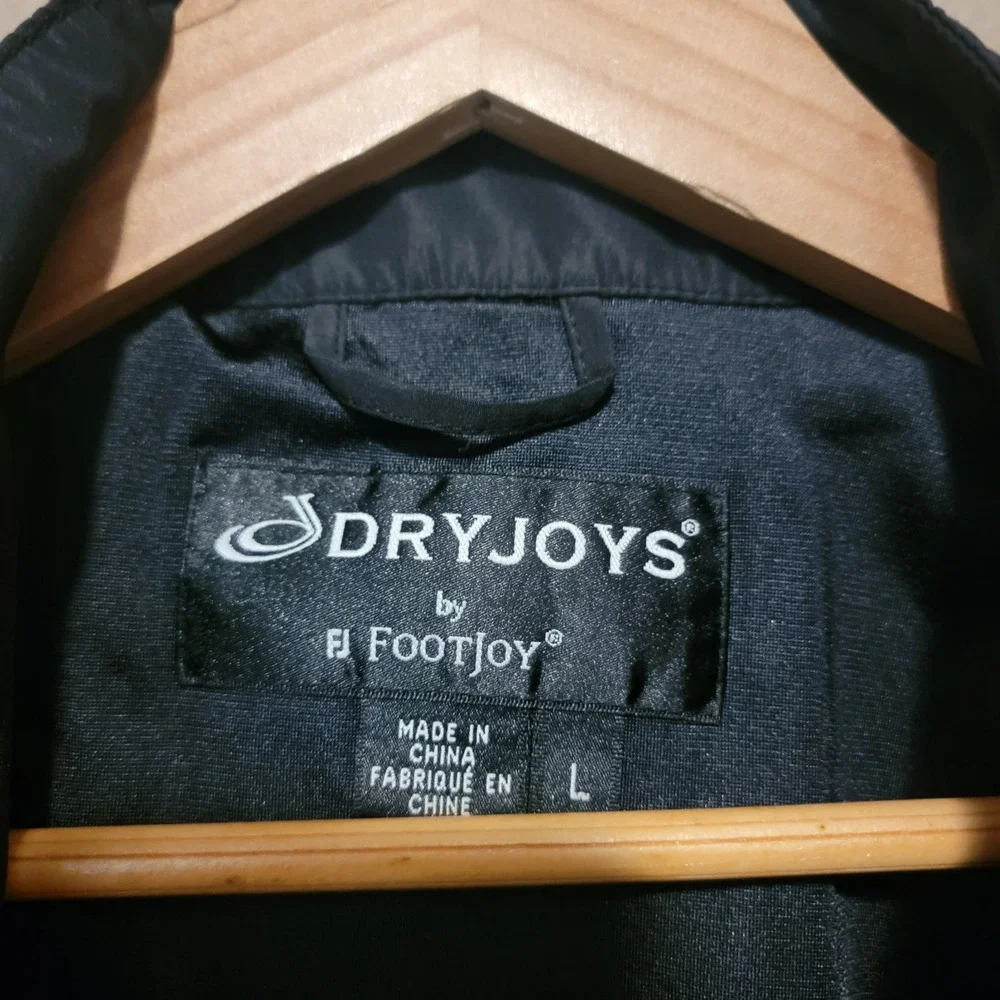 FootJoy DryJoys Jacket Mens Large Black Golf Rain Windbreaker Zip Off Sleeves